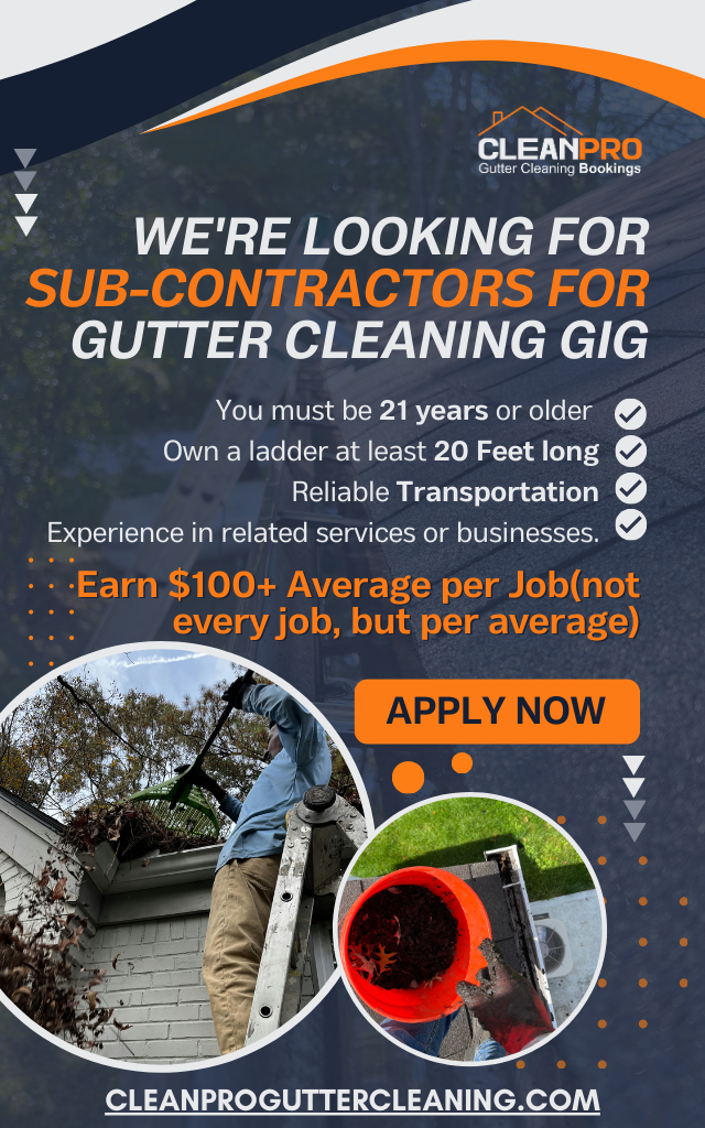 SubContractors Needed For Gutter Cleaning in Metro Area labor gigs