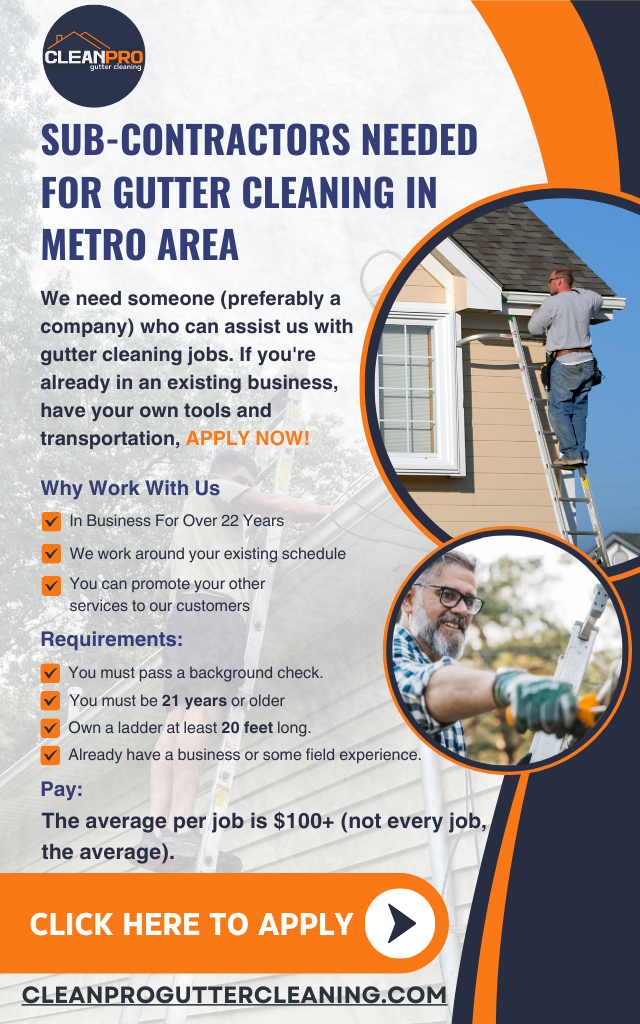 Sign Up Now To Be A Vendor For Clean Pro Gutter Cleaning
